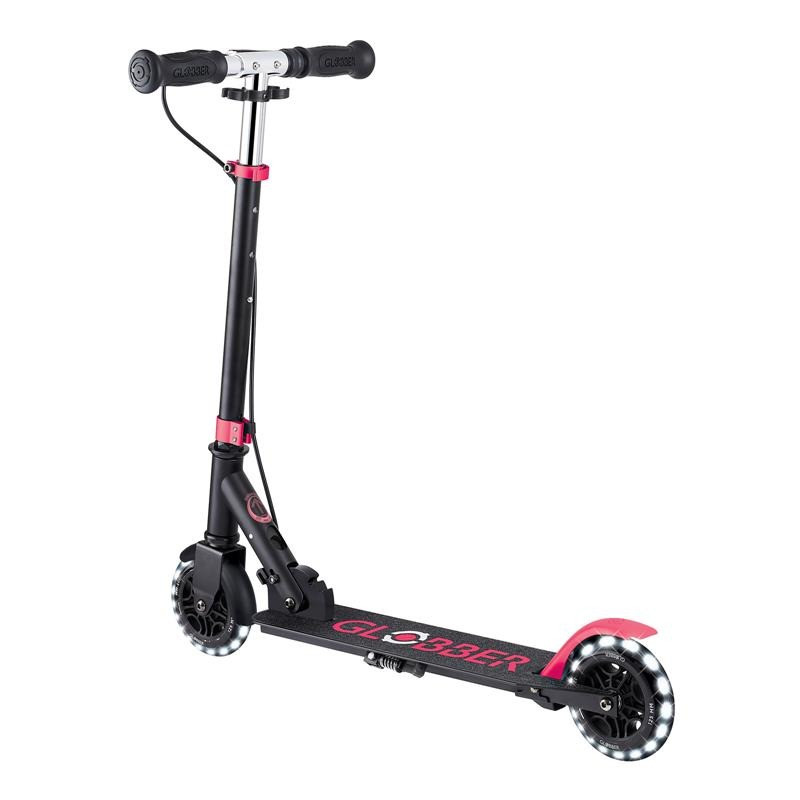 Самокат двоколісний FLOW ELEMENT JUNIOR LIGHTS GLOBBER 729-110 чорно-рожевий