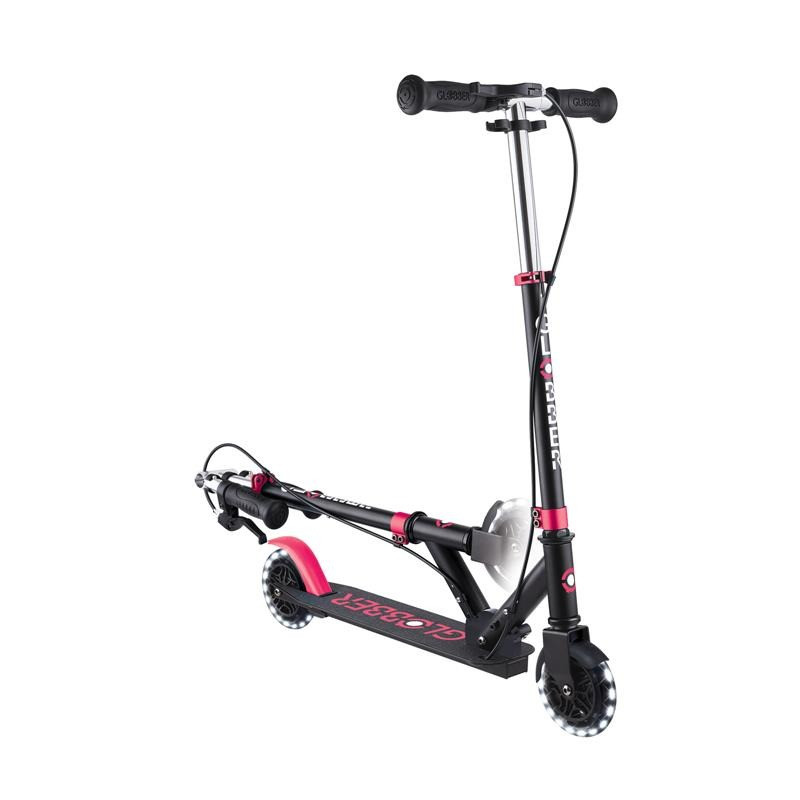 Самокат двоколісний FLOW ELEMENT JUNIOR LIGHTS GLOBBER 729-110 чорно-рожевий