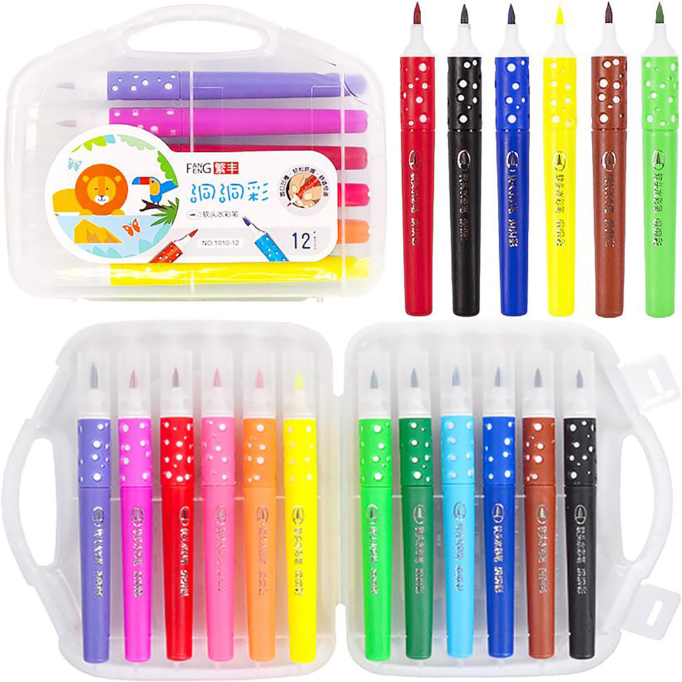 Фломастер - пензлик 12 кольорів COLOR-IT 1010-12 у пластиковому боксі