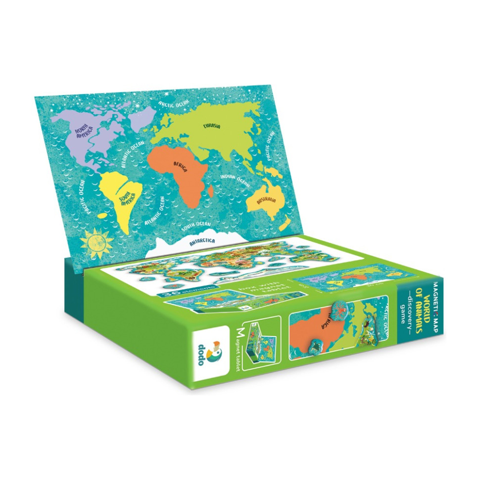 Детская магнитная карта мира животных DoDo Toys 200267, 36 элементов