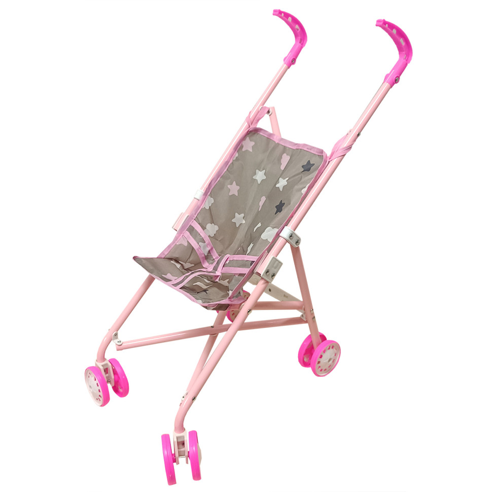 Дитяча колясочка для ляльок «Зірочки» Bambi 9302 W-17 прогулянкова, складна