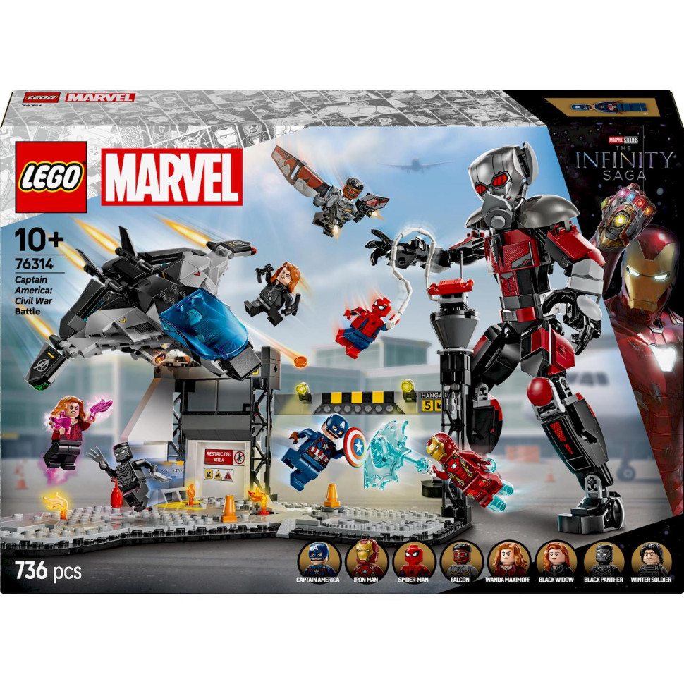 Конструктор LEGO Super Heroes Первый мститель: Противостояние Приключенческая битва 76314, 736 деталей