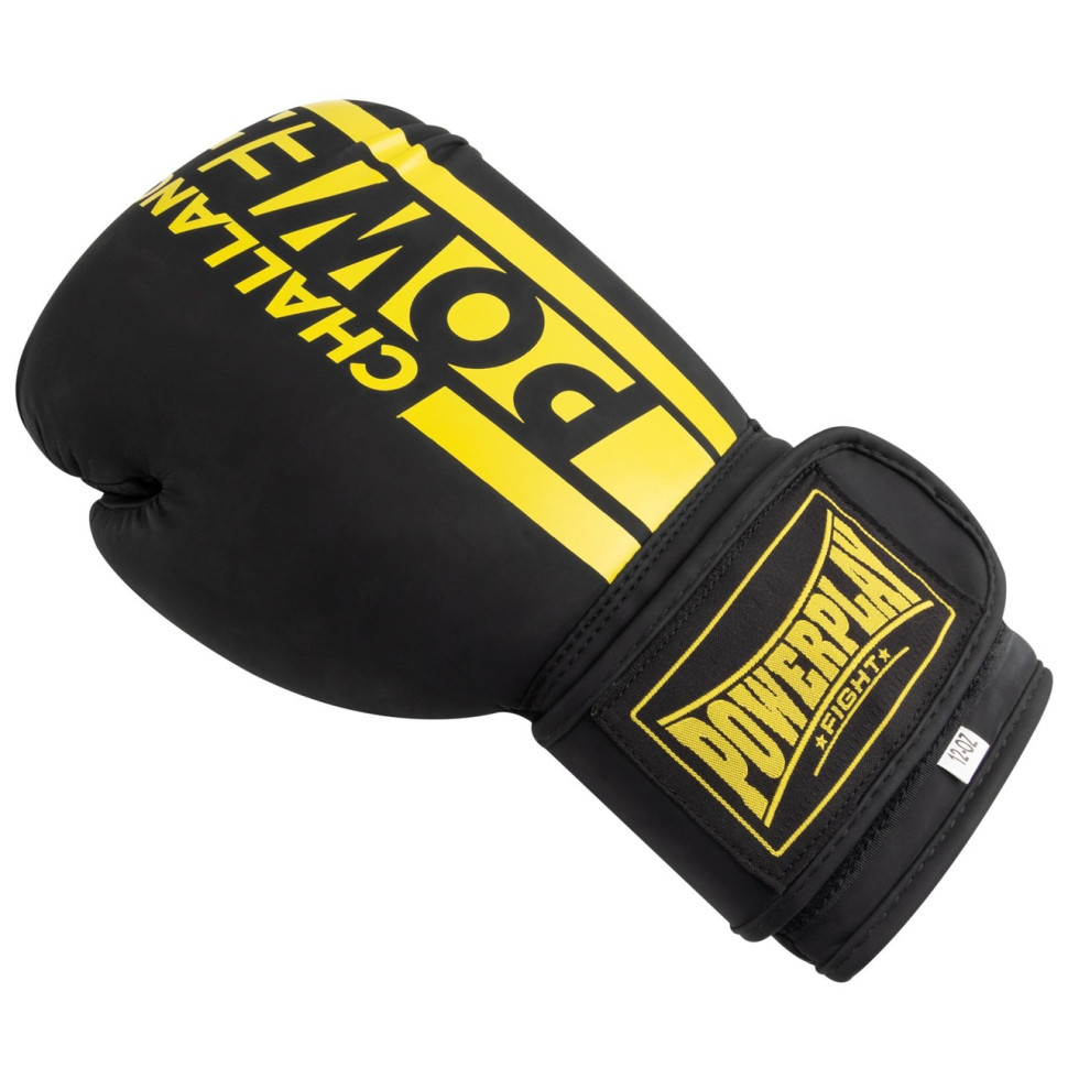 Боксерські рукавички 3086 Matt Challenger PowerPlay PP_3086_16oz_Bl/Yellow, Чорно-Жовті 16 унцій