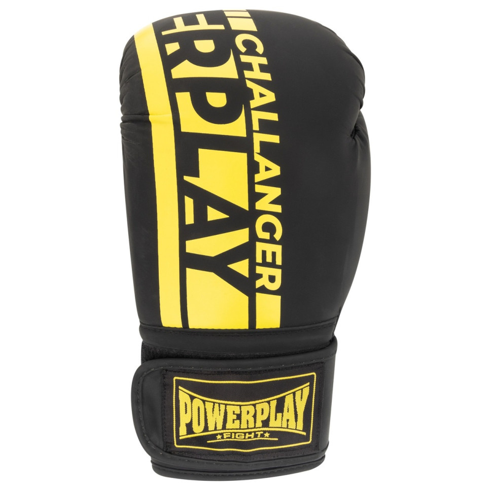 Боксерські рукавички 3086 Matt Challenger PowerPlay PP_3086_16oz_Bl/Yellow, Чорно-Жовті 16 унцій