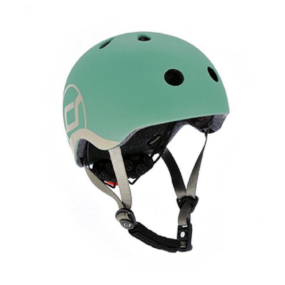 Шлем защитный детский Scoot and Ride SR-190605-FOREST, серо-зеленый, с фонариком, 51-53 см