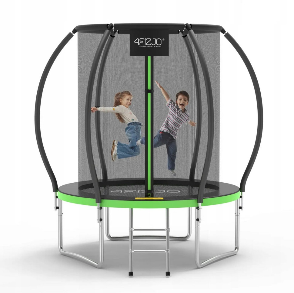 Батут с внутренней сеткой Premium 4FIZJO 4FJ0602, 6FT 183 см, Black/Green