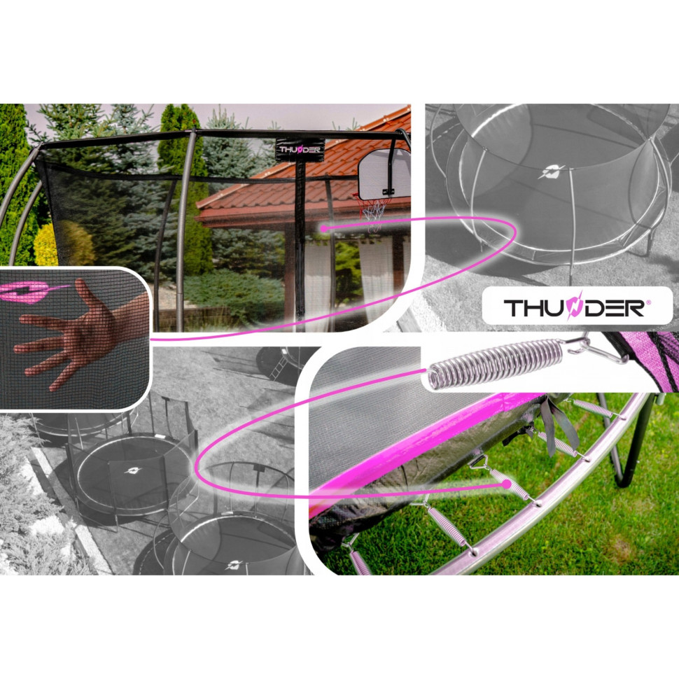 Батут с внутренней сеткой Thunder INSIDE-ULTRA-16FT-PINK Black/Pink 490 см 