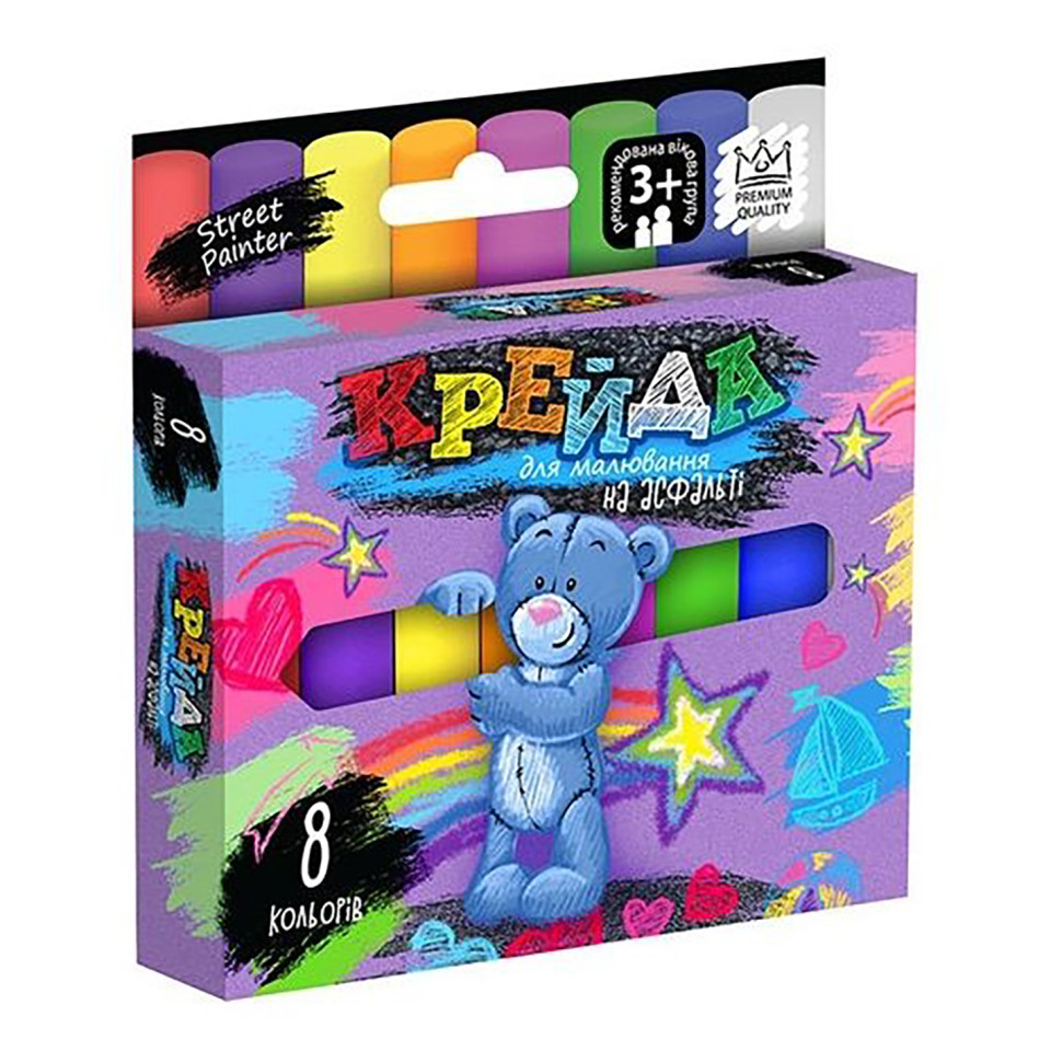 Мел для рисования на асфальте Danko Toys MEL-02-02U 8 шт, тонкий, Укр