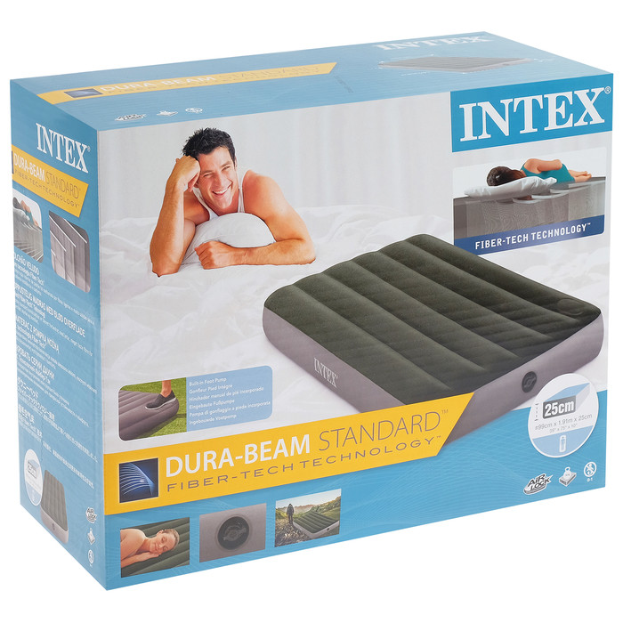 Надувной матрас Intex 64761 99х191х25 см. Встроенный ножной насос