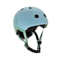 Шлем защитный детский Scoot and Ride SR-181206-STEEL, серо-синий, с фонариком, 45-51 см