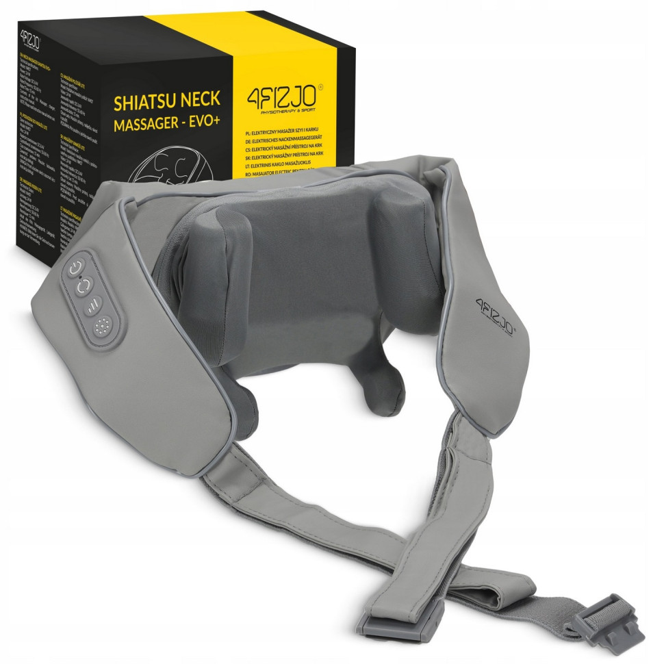 Накидка-массажер Shiatsu Evo+ 4FIZJO P-5905973404150 для шеи и спины, аккумуляторный, Grey