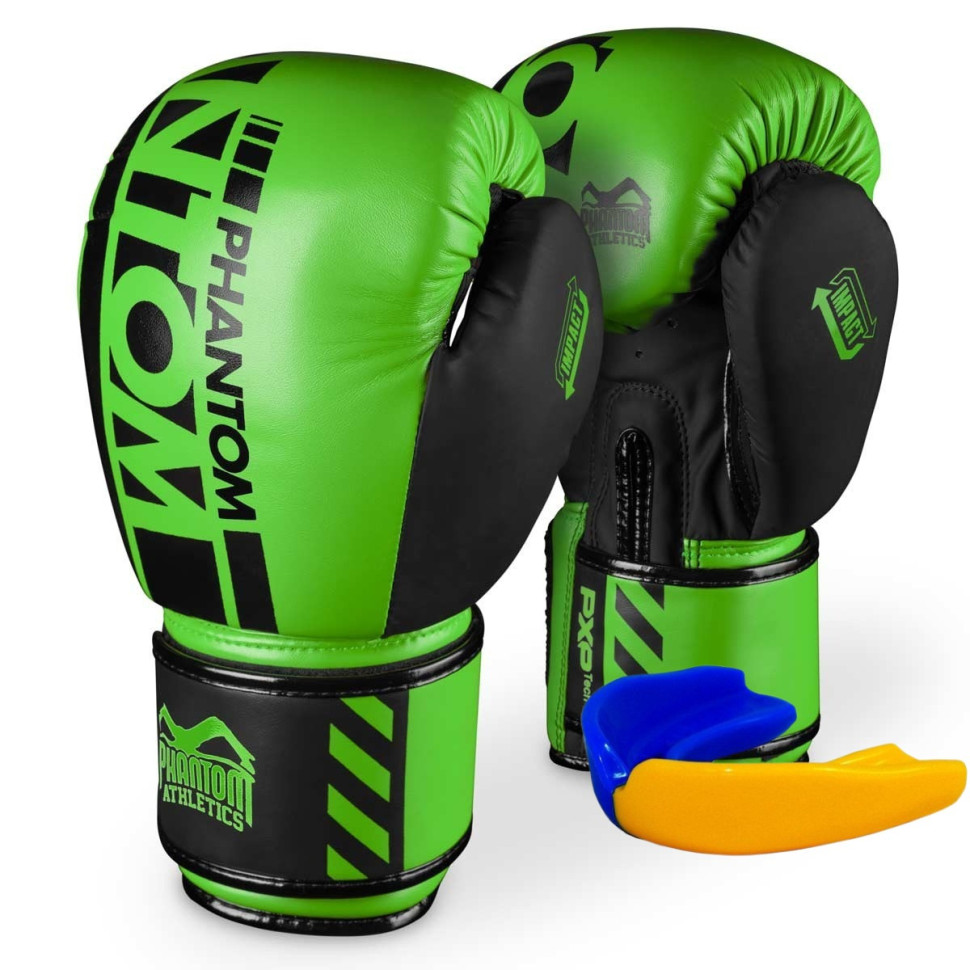 Боксерские перчатки APEX Neon Phantom PHBG2883-12 Green 12 унций (капа в подарок)