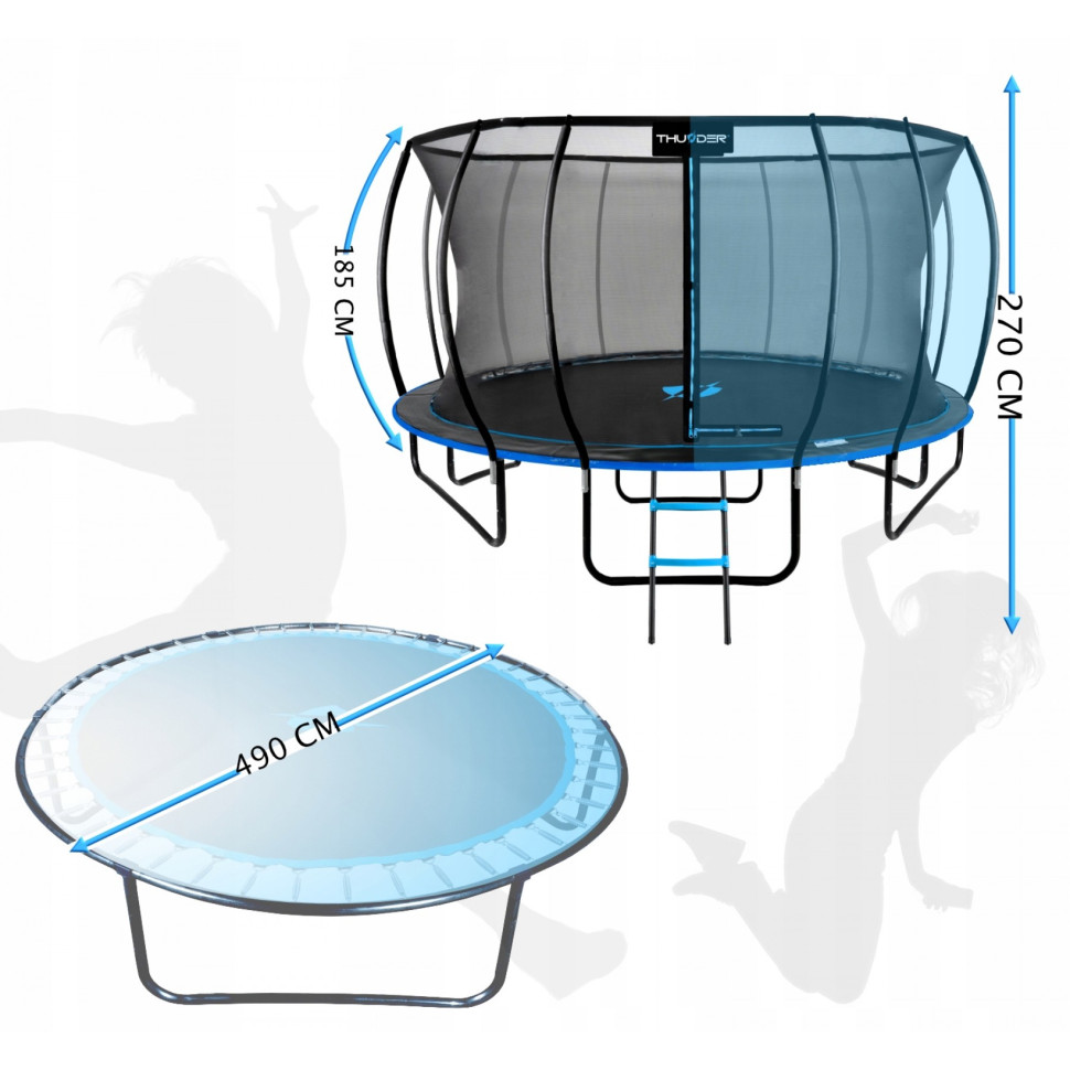 Батут с внутренней сеткой Thunder INSIDE-ULTRA-16FT-BLUE Black/Blue 490 см 