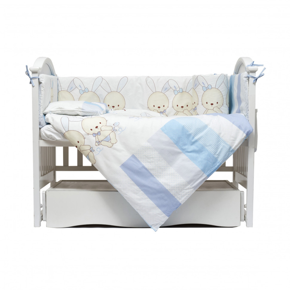 Постельный комплект белья в кроватку Друзья зайчики Twins 4060-D7-003, 7 элементов