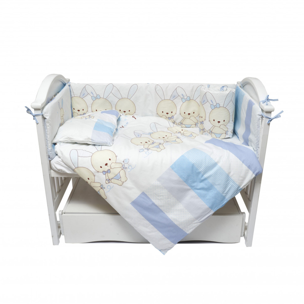 Постельный комплект белья в кроватку Друзья зайчики Twins 4060-D7-003, 7 элементов