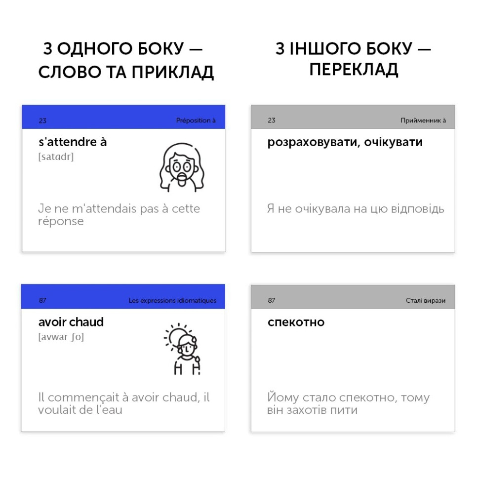 Картки для вивчення Французькі фразові дієслова English Student 591225960 фран-укр 105 карток
