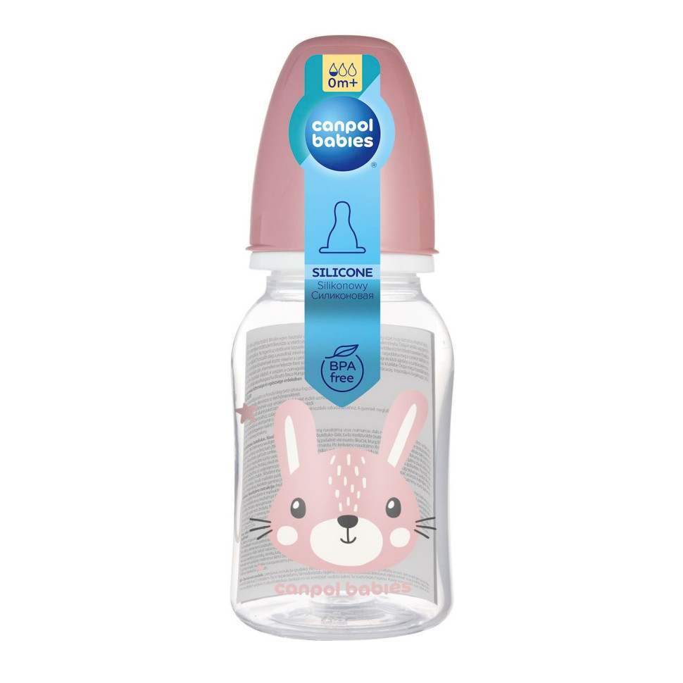 Детская стандартная бутылочка Cute animals Canpol babies 11/851_pin 120 мл