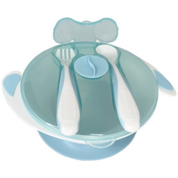 Тарелка на присоске с ложкой и вилкой Mega Zayka MGZ-0109(Light-Blue) 350 мл Тарелка на присоске с ложкой и вилкой Mega Zayka MGZ-0109(Light-Blue) 350 мл