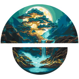 Картина по номерам "Магия ночного пейзажа" Origami OSR1006 с красками металлик 67х67 см