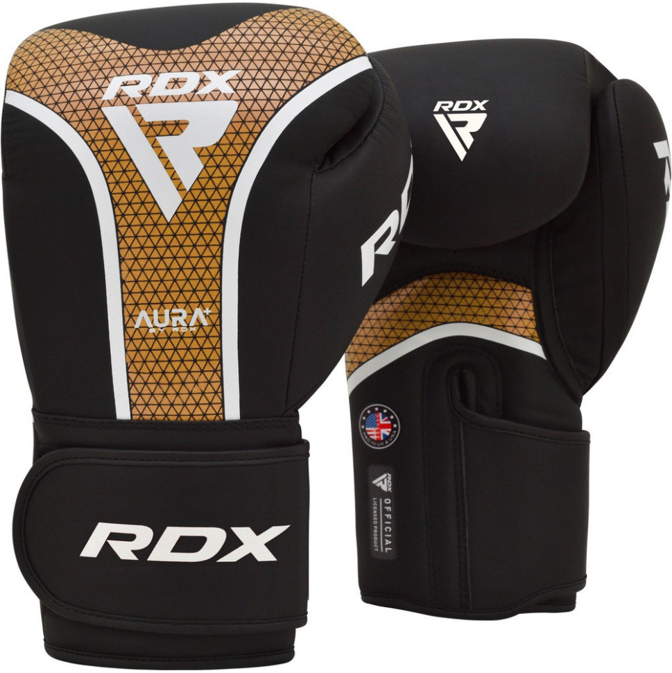 Боксерские перчатки AURA PLUS T-17 RDX Inc Limited BGR-T17BGL-12OZ+ Black Golden 12 унций (капа в комплекте) 