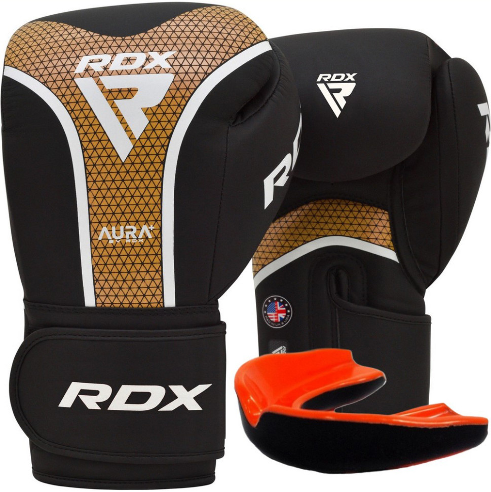 Боксерские перчатки AURA PLUS T-17 RDX Inc Limited BGR-T17BGL-12OZ+ Black Golden 12 унций (капа в комплекте) 