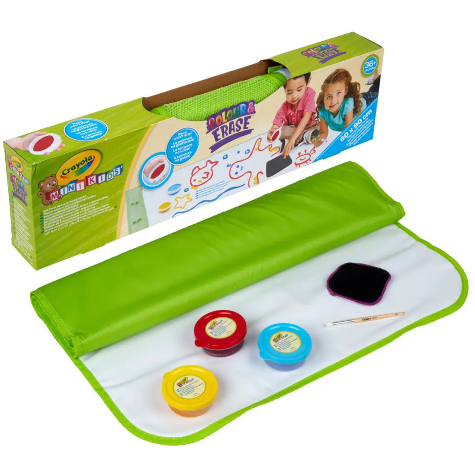 Многоразовый коврик для рисования Mini Kids Crayola 81-1528, 3 баночки с красками