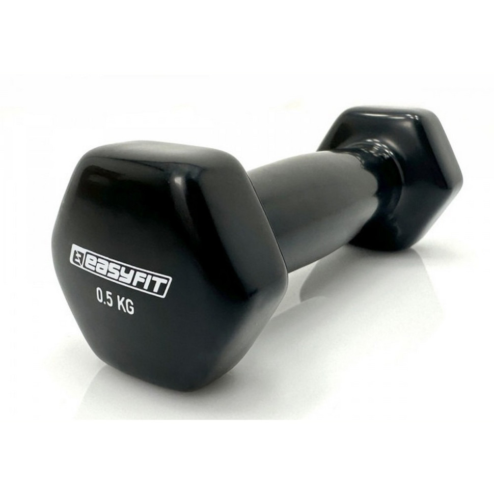 Гантель для фитнеса EasyFit EF-0005-BK, с виниловым покрытием, черная 0.5 кг
