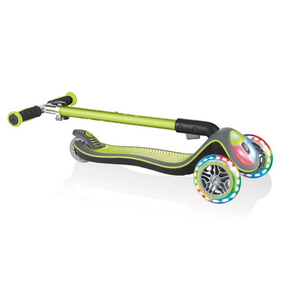 Детский трехколесный самокат ELITE GLOBBER 449-106-3 зеленый/серый, колеса и панель с подсветкой