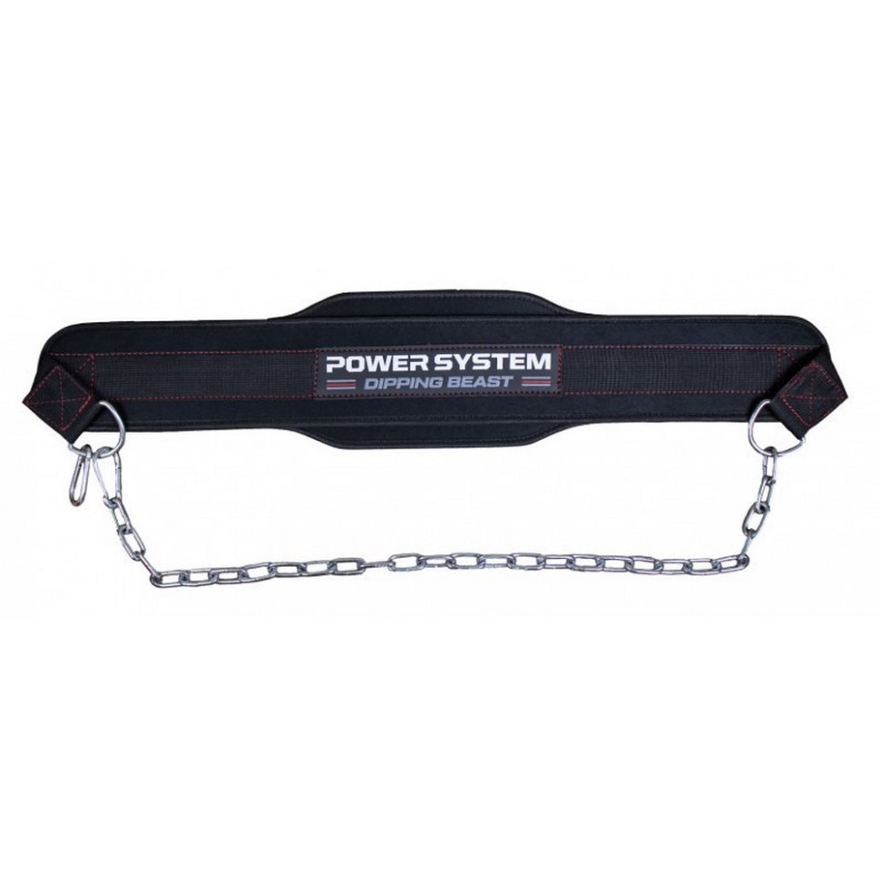 Пояс для отягощений с цепью PS-3860 Dipping Beast Power System PS-3860_Black/Red, Black/Red