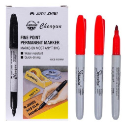 Маркер перманентный тонкий "Sharp" Bambi 95000(Red) красный, 1 штука