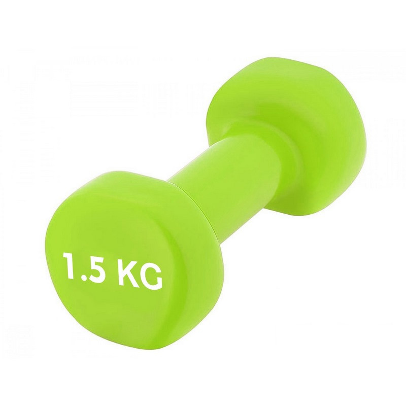 Гантель виниловая PowerPlay PP_4103_1,5kg, Зеленая 1,5 кг