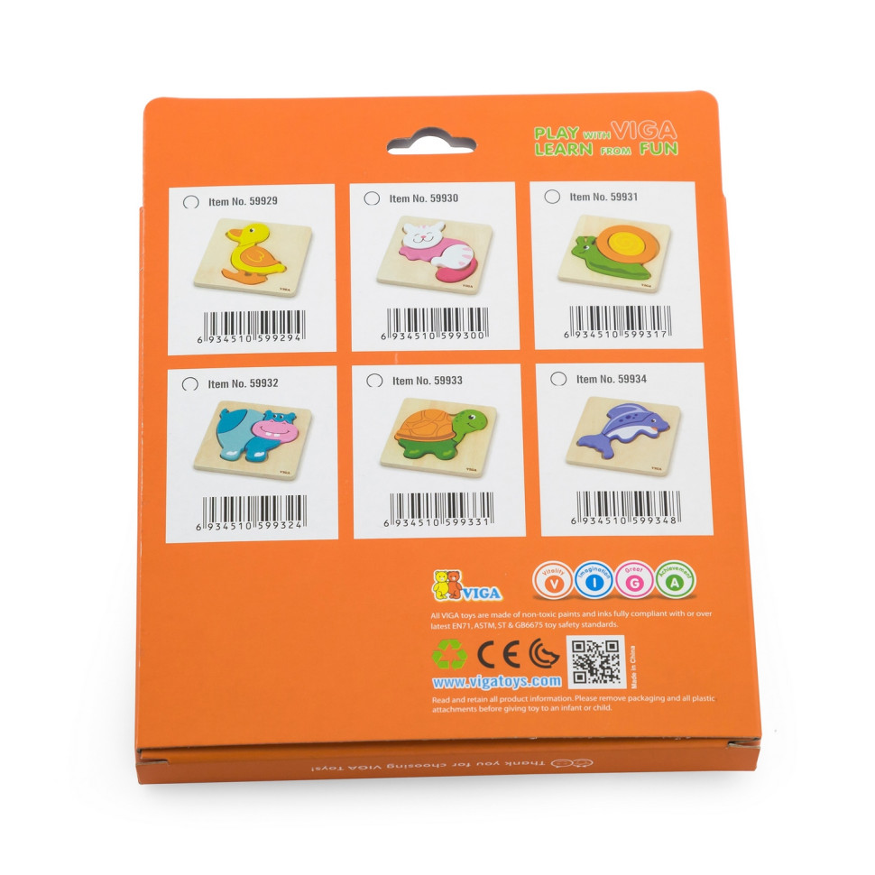 Деревянный мини-пазл Рыбка Viga Toys 59934, 3 элемента