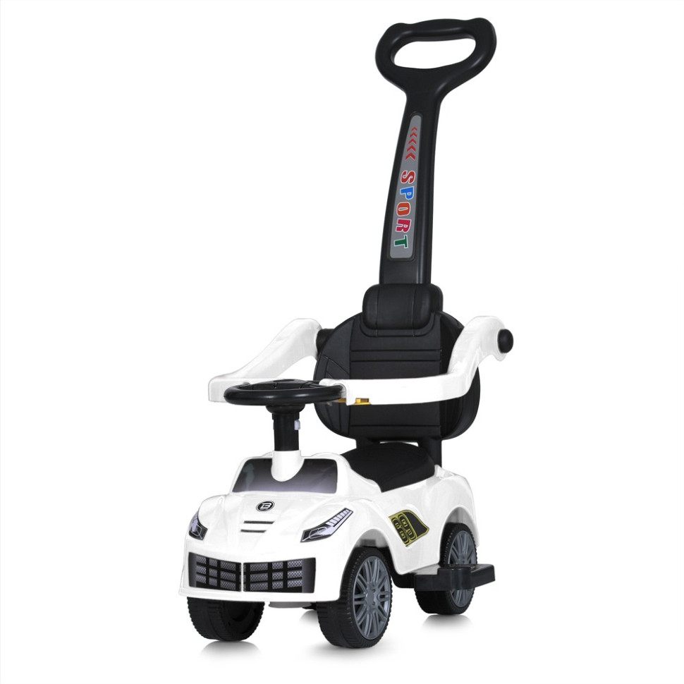 Дитяча каталка-толокар Bambi Racer M 5728L-1 білий, з батьківською ручкою