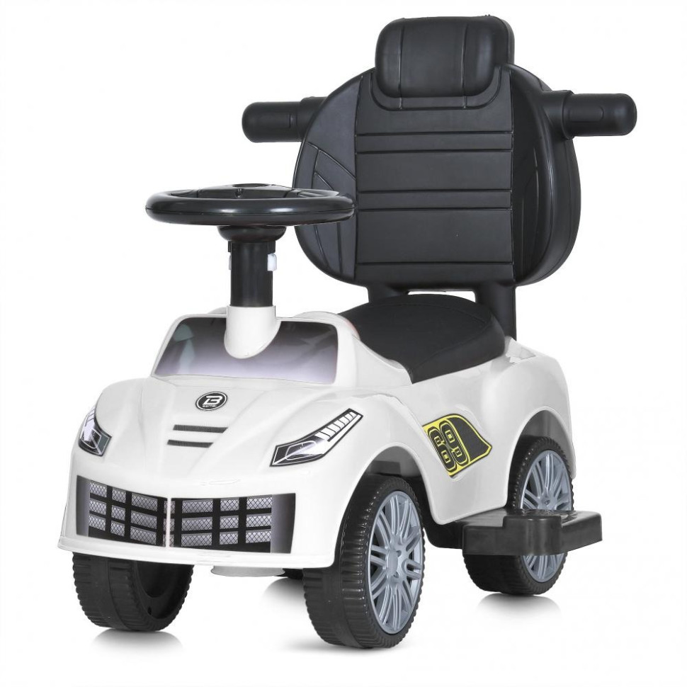Дитяча каталка-толокар Bambi Racer M 5728L-1 білий, з батьківською ручкою