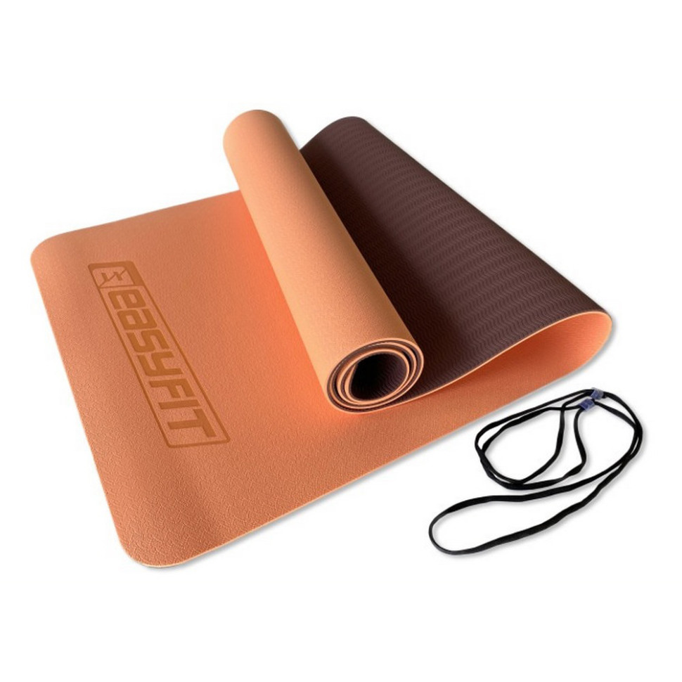 Коврик для йоги и фитнеса EasyFit EF-1924E-PHBN, TPE+TC 6 мм, двухслойный 