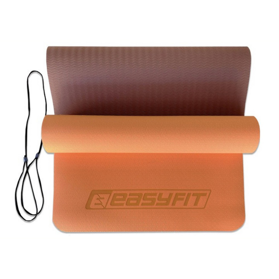 Коврик для йоги и фитнеса EasyFit EF-1924E-PHBN, TPE+TC 6 мм, двухслойный 