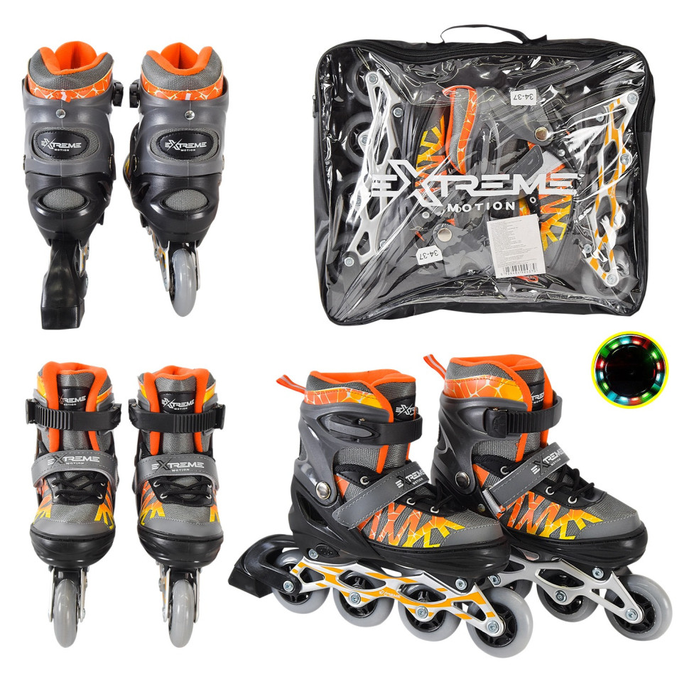 Дитячі ролики Extreme Motion Bambi RL2436 колеса що світяться, сірий, S (30-33)