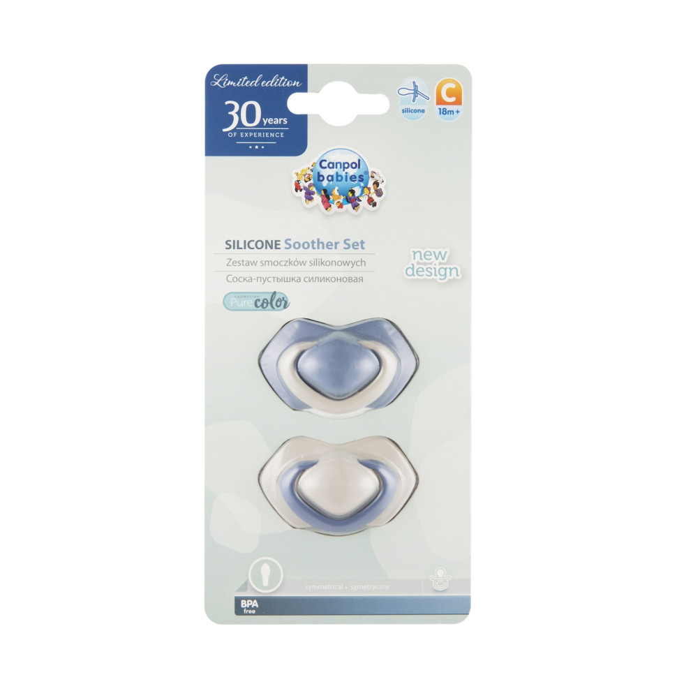 Пустушка силіконова симетрична Pure Color Canpol babies 22/646_blu 18+ місяців