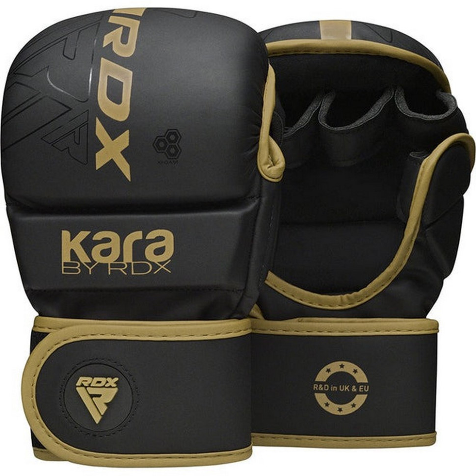 Перчатки для ММА F6 KARA Matte RDX Inc Limited GSR-F6MGL-S/M+ Golden, S/M (капа в комплекте)