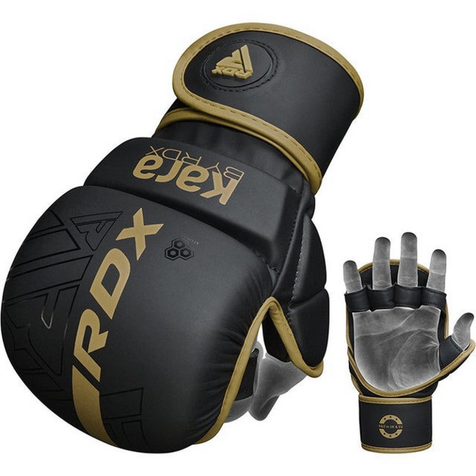 Перчатки для ММА F6 KARA Matte RDX Inc Limited GSR-F6MGL-S/M+ Golden, S/M (капа в комплекте)