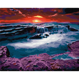 Картина за номерами "Захід сонця біля водоспаду" Brushme BS23748, 40х50 см