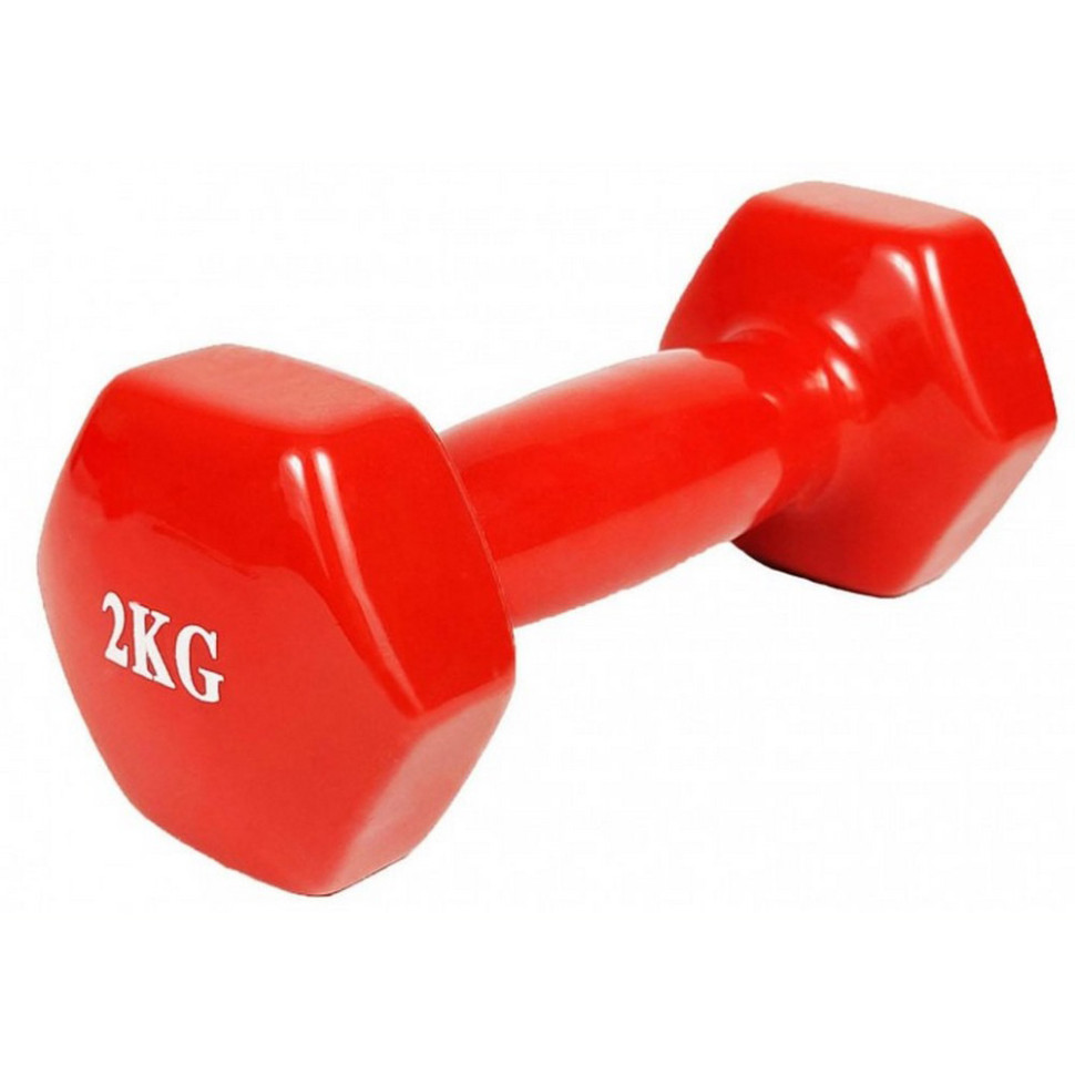 Гантель для фитнеса EasyFit EF-0020-R, с виниловым покрытием, красная 2.0 кг