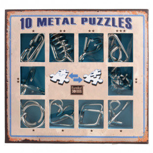 Набор головоломок 10 Metall Puzzles blue 10 головоломок Eureka 3D Puzzle 473356                     