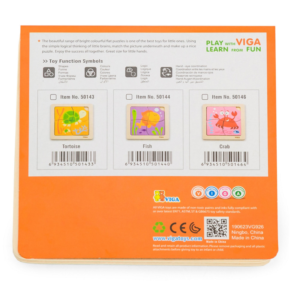 Деревянный мини-пазл Рыбка Viga Toys 50144, 4 элемента