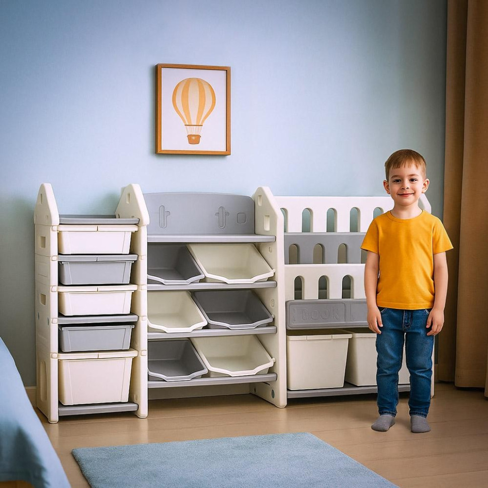 Детский стеллаж для хранения Line Mealux KD-E196 White 185х36х99 см