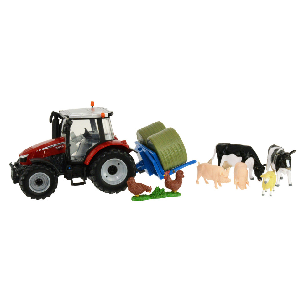 Игровой набор Модель трактор Massey Ferguson 5612 Britains 43205B 1:32 с вилами и фигурками