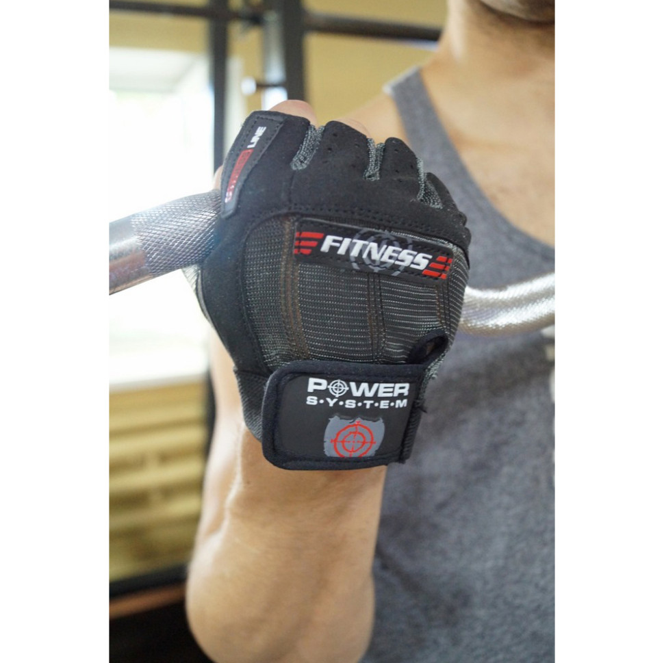 Перчатки для фитнеса Fitness Power System PS-2300_M_Black-grey, M 19 см