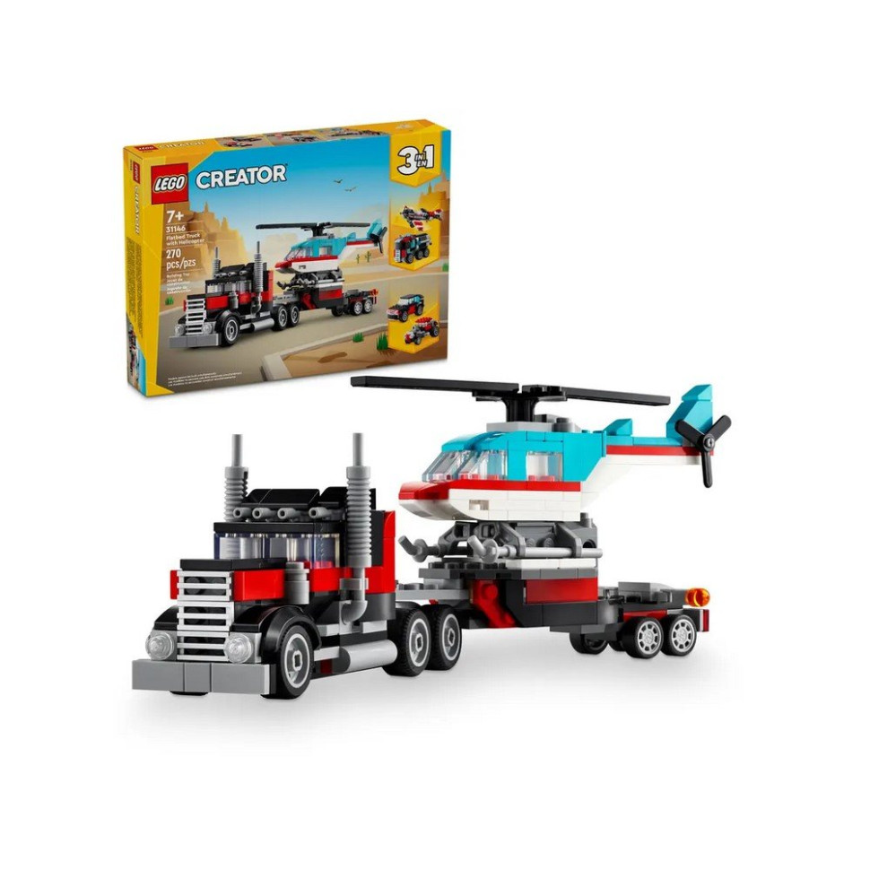 Конструктор Бортова вантажівка з вертольотом LEGO 31146, 270 деталей
