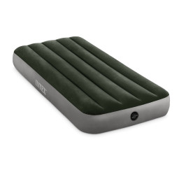 Надувной матрас Intex 64777 Зелёный 99х191х25см. Насос на батарейках
