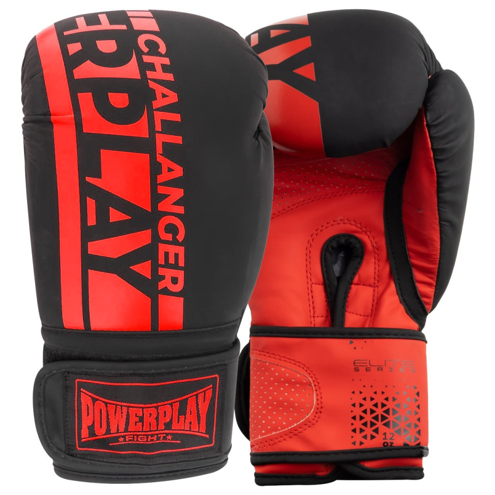 Боксерські рукавиці 3086 Matt Challenger PowerPlay PP_3086_16oz_Bl/Red, Чорно-Червоні 16 унцій